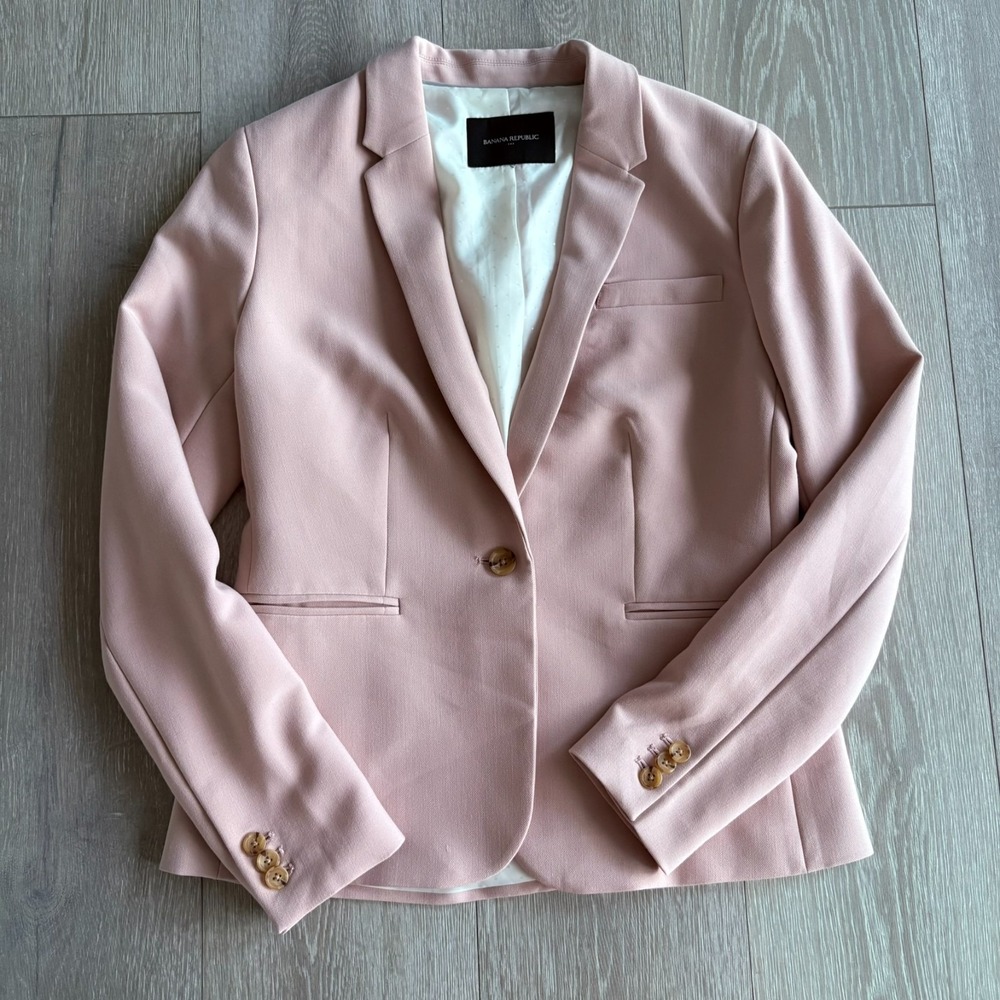 Banana Republic Womens Light Pink Modern Tailored Single Breasted Blazer Size 6